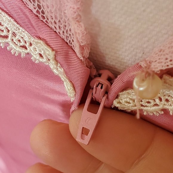 VTG 80s Pink Princess Dress Longsleeve Midi Taffeta Prom Formal Puff Sleeve Sz 4 - Picture 9 of 14